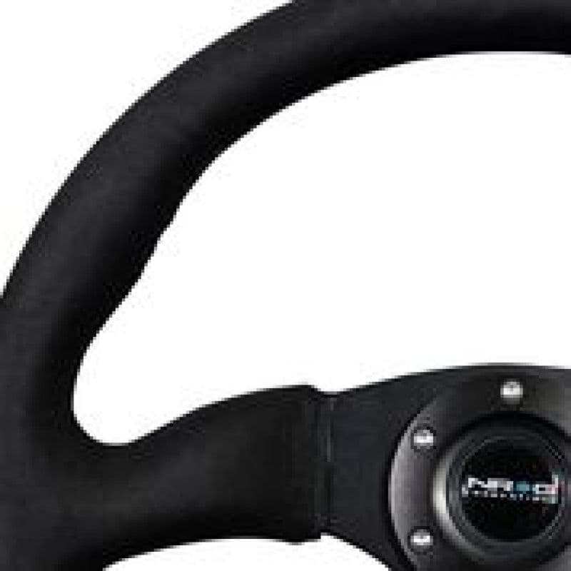 NRG Reinforced Steering Wheel 350mm 2.5in Deep Black Alcantara Grip