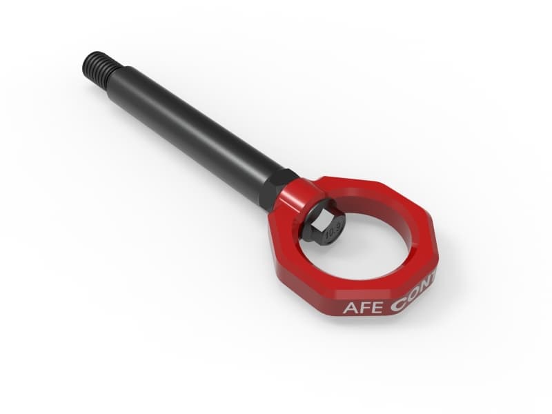 aFe Tow Hook for BMW G87 M2 CNC Machined 4130 Steel Red Loop