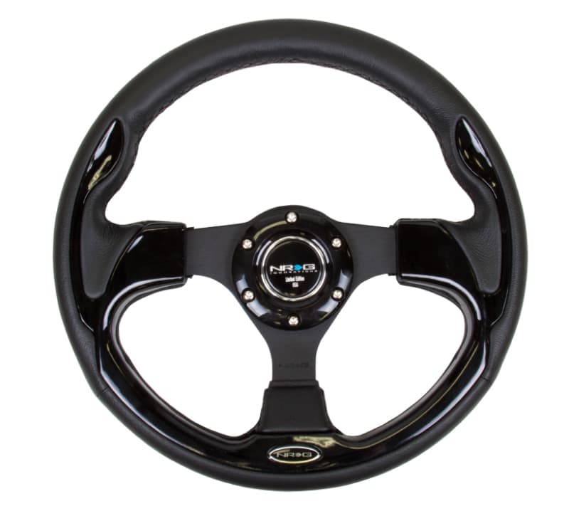 NRG Reinforced Steering Wheel 320mm Black Gloss Trim - Image 5