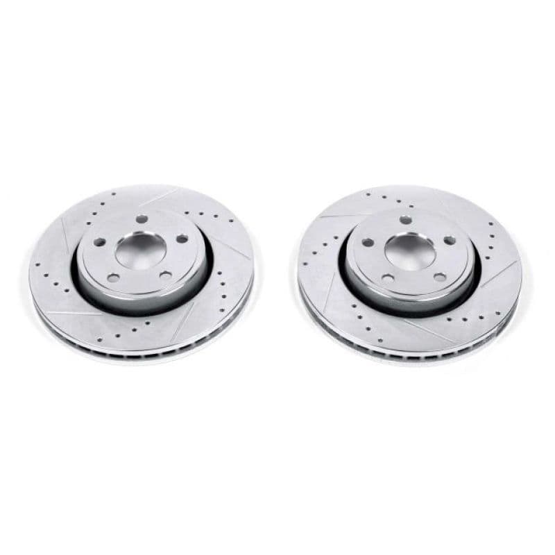 PowerStop Evolution Drilled/Slotted Rotor for OE Fit Silver Zinc Plated
