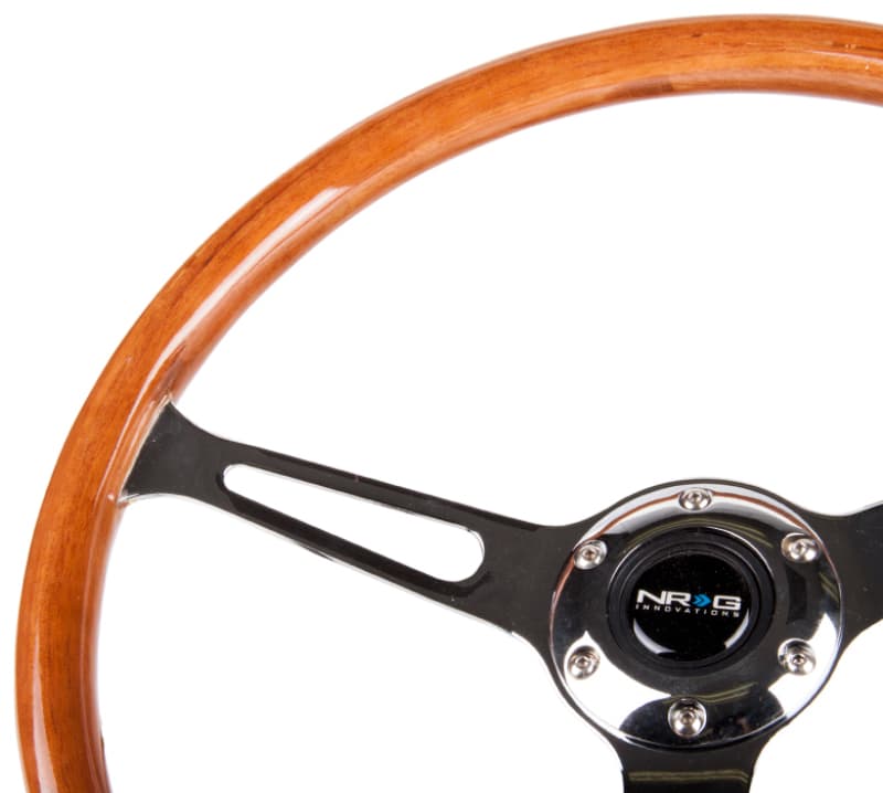 NRG Steering Wheel 360mm for Classic Wood Grain Reinforced 3-Spoke Chrome - Image 3