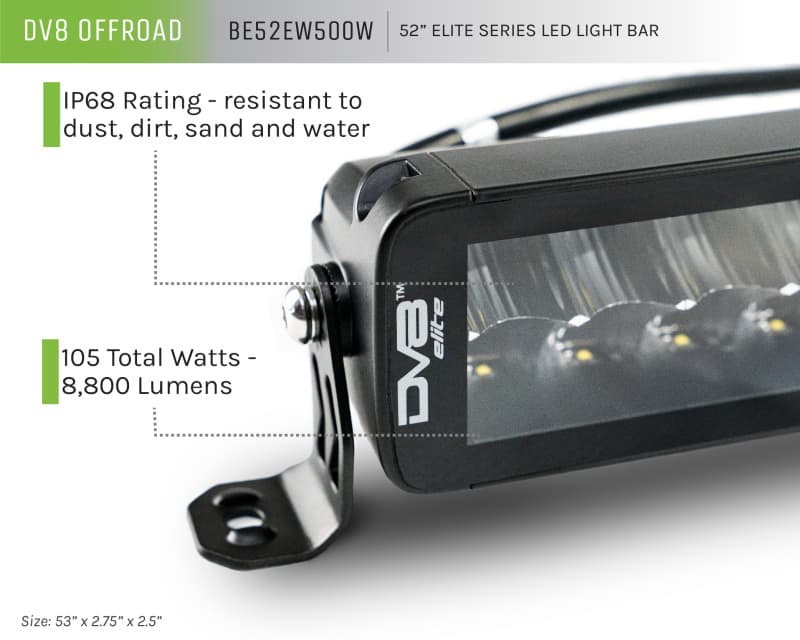 DV8 Offroad Elite Series LED Light Bar OSRAM LEDs Bezel-less Housing IP68 Rated - Image 3