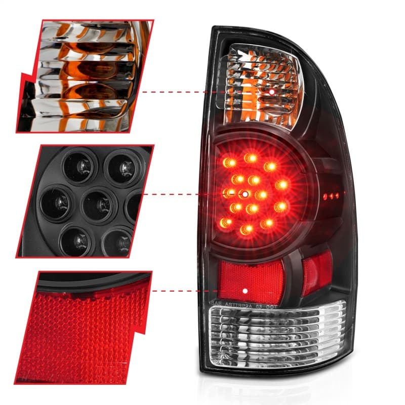 ANZO LED Taillight Assembly for Chevy C6 Clear Lens Black Housing Pair - Image 5