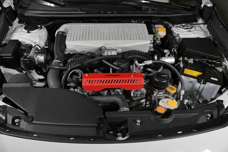 Perrin Performance Pulley Cover for 2022-2025 Subaru WRX Red Short - Image 4