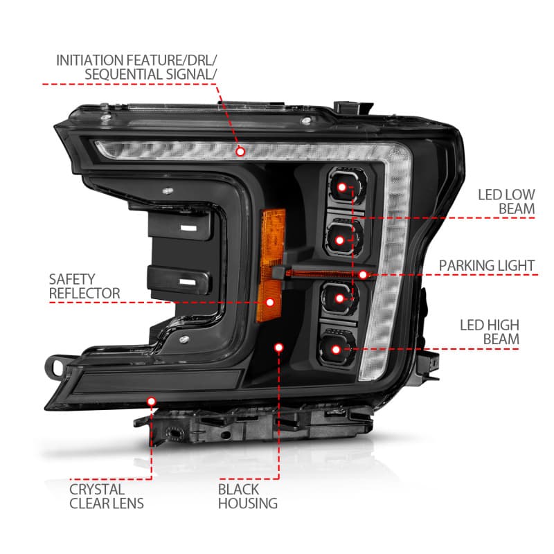 ANZO Z-Series Full LED Projector Headlights for 18-20 Ford F-150 (Halogen) Pair - Image 4