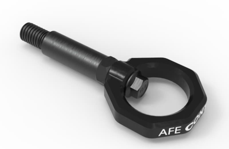 aFe Tow Hook for BMW CNC Machined 4130 Steel Black Zinc Coated - Image 2