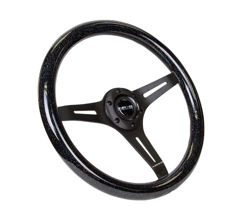 NRG Steering Wheel Classic Wood Grain 350mm Black Sparkled Grip - Image 2