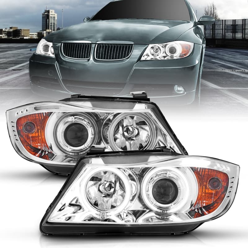 ANZO Projector Headlights for 4Dr & Wagon Non-HID Models with Halo & LED Bar - Image 2