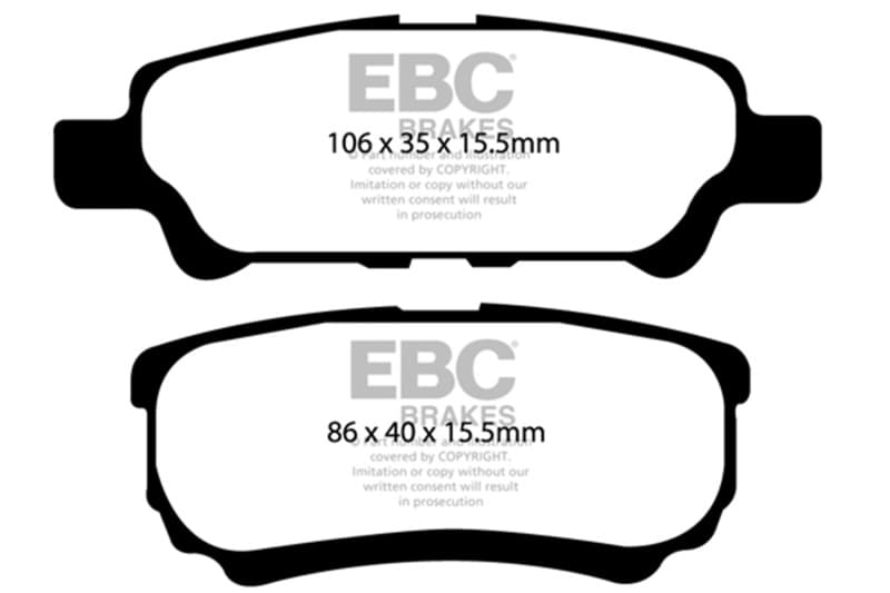 EBC Redstuff Brake Pad Set for Chevy C6 Low Dust Synthetic Fiber Ceramic - Image 2