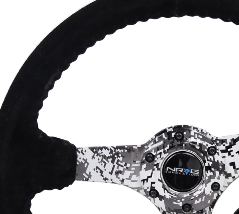 NRG Steering Wheel for Chevy C6 350mm 3in Deep Reinforced Black Suede - Image 3