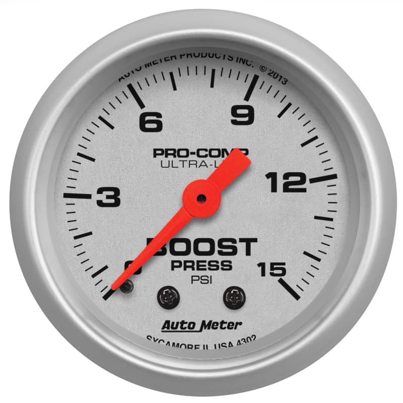 AutoMeter Mechanical Boost Gauge Ultra-Lite 1/8" NPT Pressure Connection
