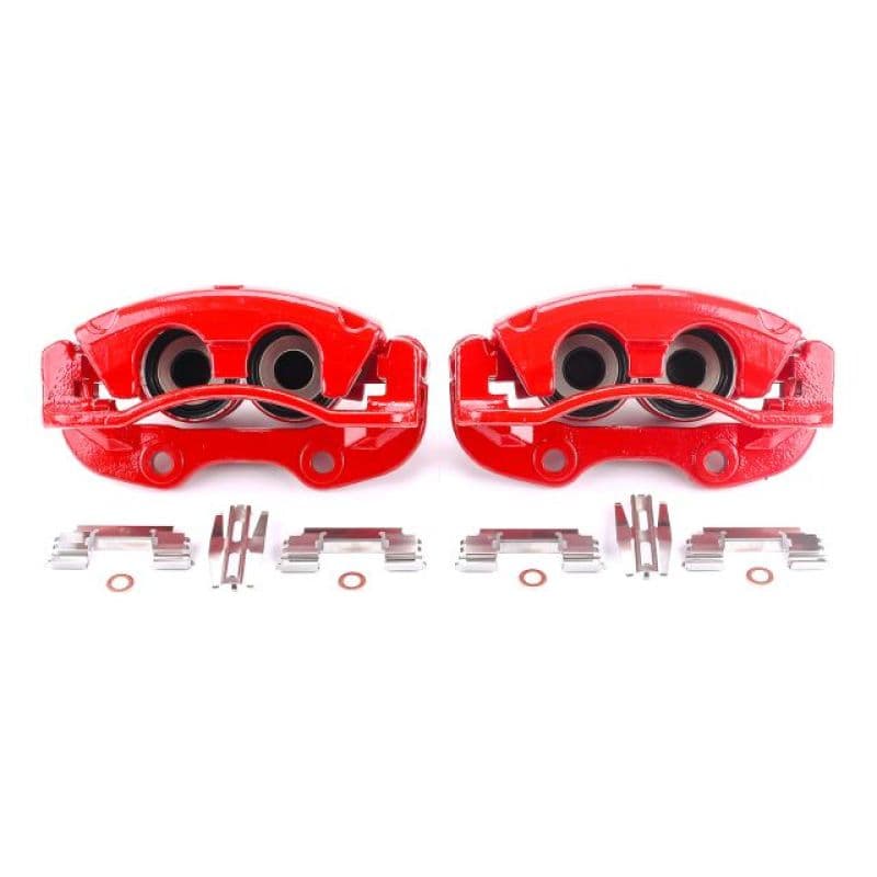 PowerStop Brake Calipers Pair Powder Coated Red High-Temp Durable Coating