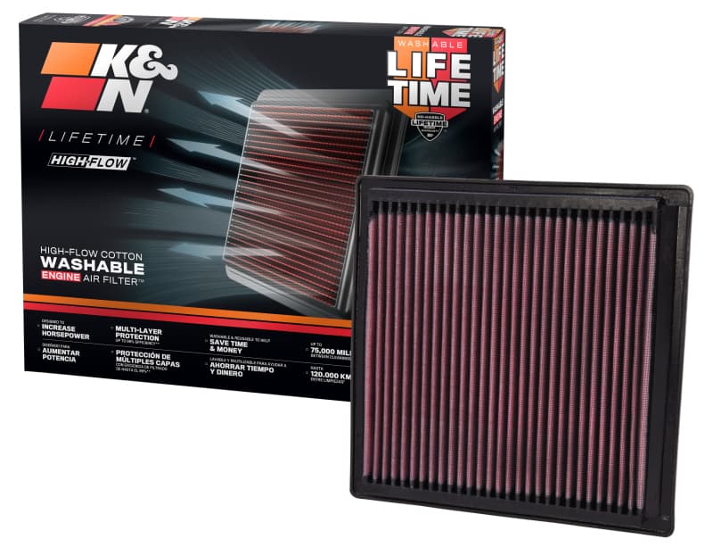 K&N Engineering Drop-In High-Flow Air Filter Washable Reusable - Image 3