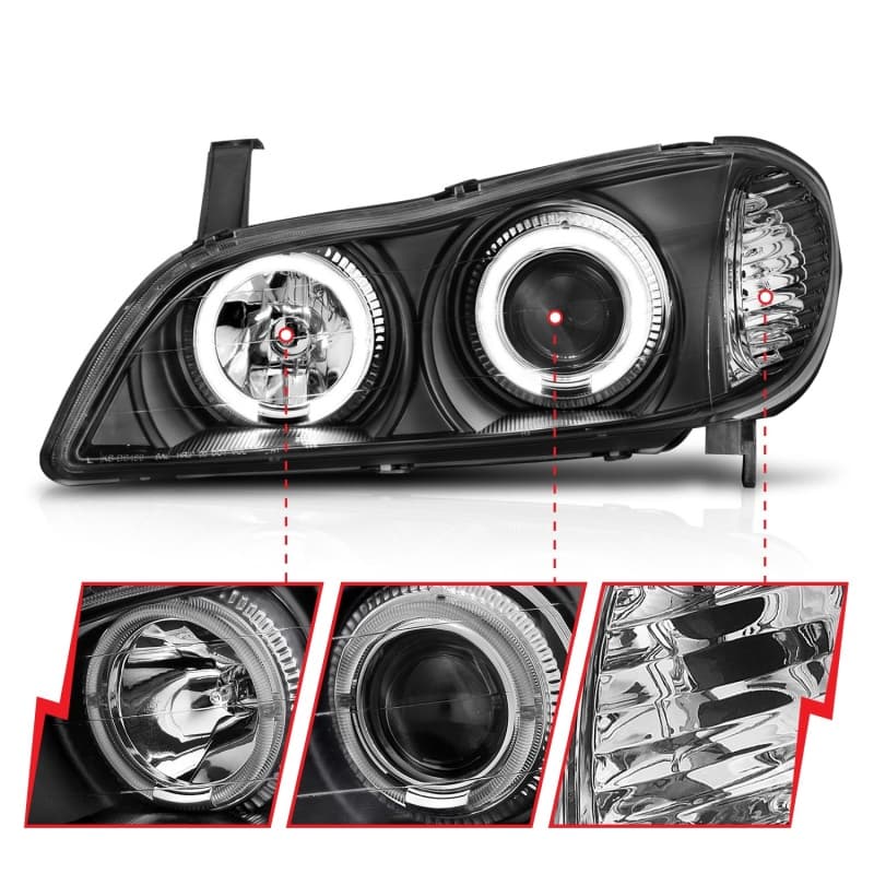ANZO Projector Headlights for Non HID Models Pair Clear Lens Black Housing - Image 4
