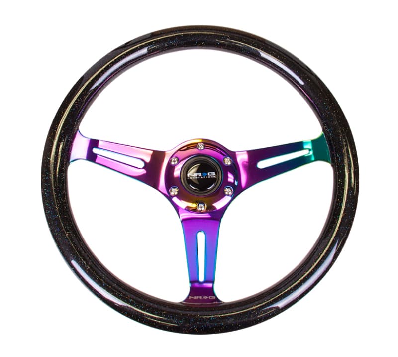 NRG Steering Wheel Classic Wood Grain 350mm Black Sparkle Neochrome 3-Spoke