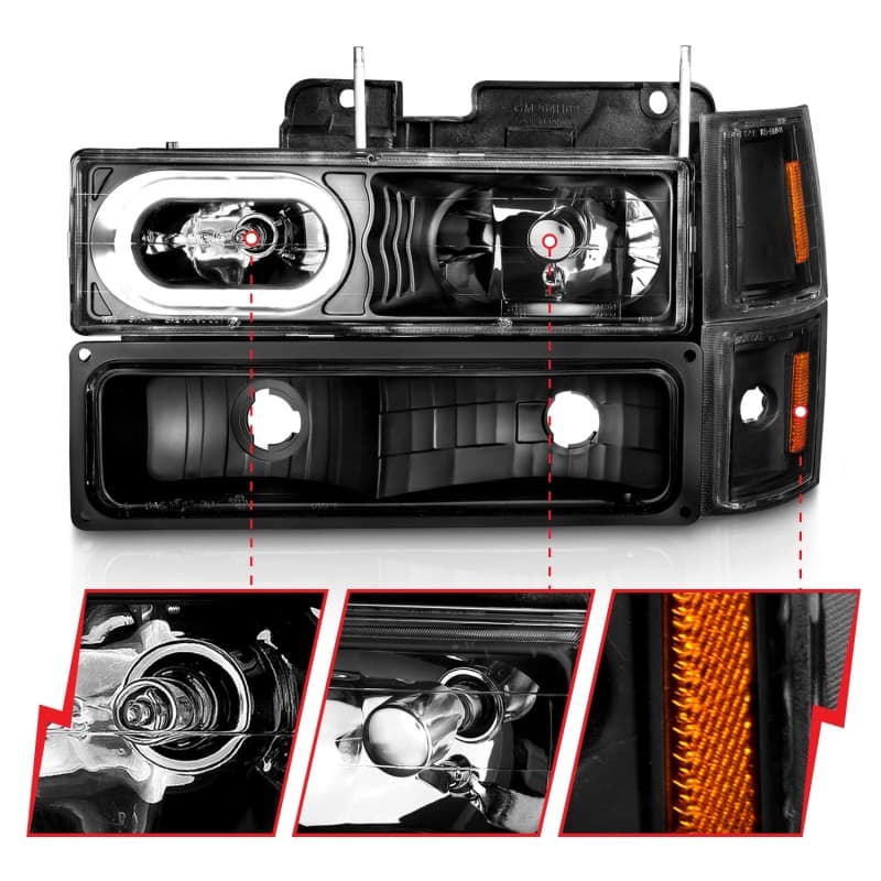ANZO Crystal Headlights Clear Lens Black Housing Not for Sealed Beam - Image 3