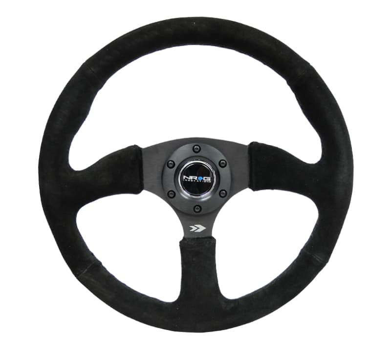 NRG Reinforced Steering Wheel 350mm 2.5in Deep Black Suede Grip
