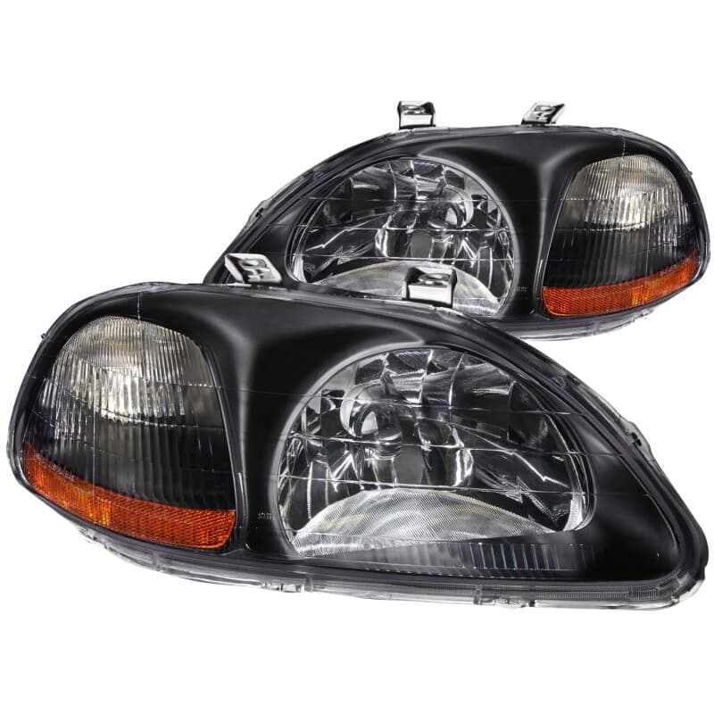 ANZO Crystal Headlight Set for Chevy C6 Clear Lens Black Housing Pair - Image 2