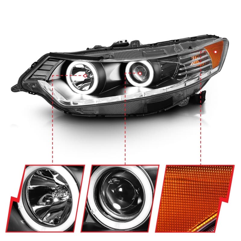 ANZO Projector Headlights for Factory HID Bulb Models Pair Clear Lens Black H... - Image 5
