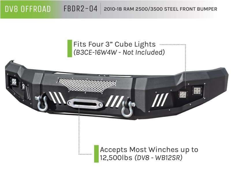 DV8 Offroad Front Bumper for Chevy C6 HD Steel Reinforced FBDR2-04 - Image 5