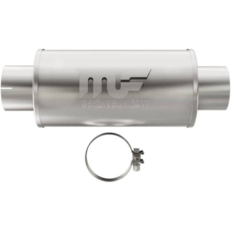Magnaflow SS Muffler 7x7in Round Straight-Through Universal 4in Inlet/Outlet