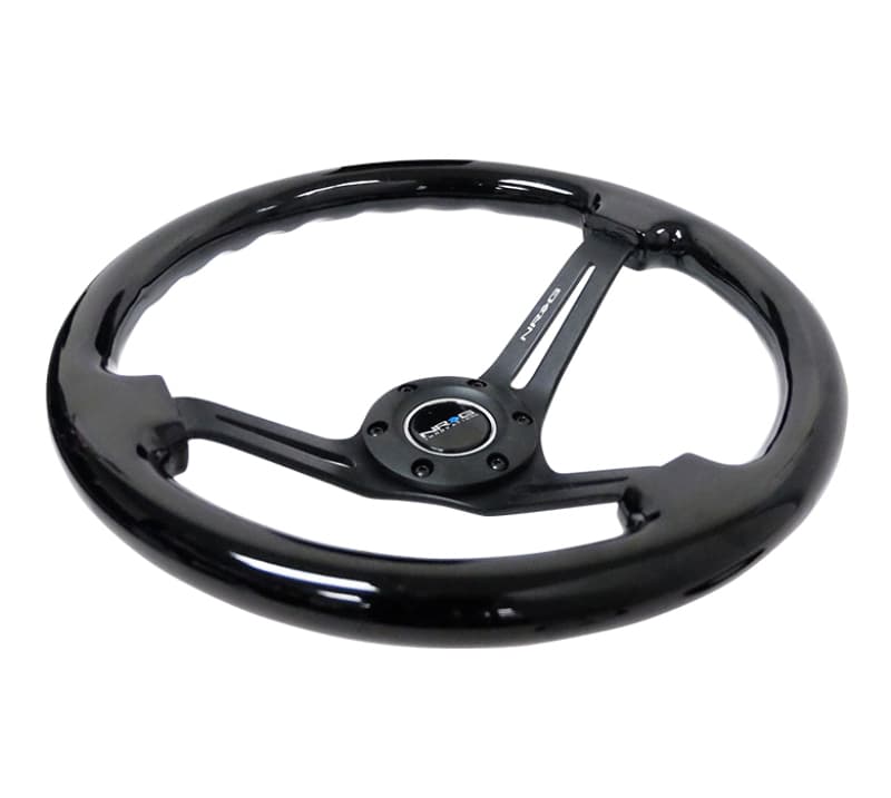NRG Reinforced Steering Wheel 350mm 3in Deep Black Wood Black Matte Spoke - Image 3