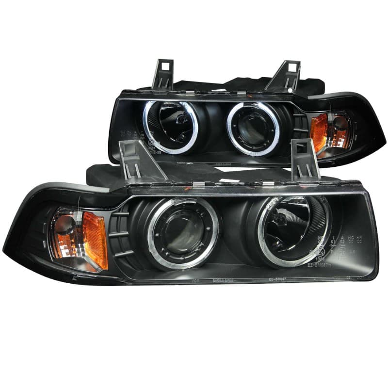 ANZO Projector Headlights for 2Dr Models Clear Lens Black Housing Pair G2