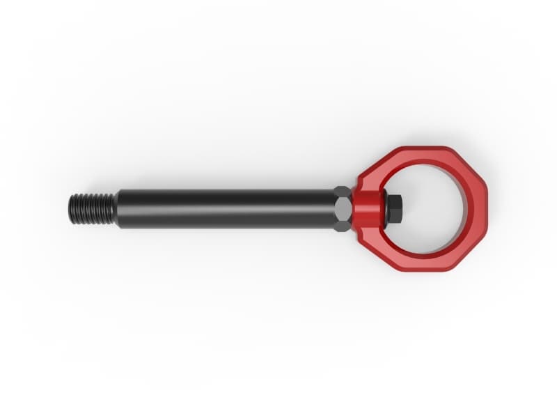 aFe Tow Hook for BMW G87 M2 CNC Machined 4130 Steel Red Loop - Image 4