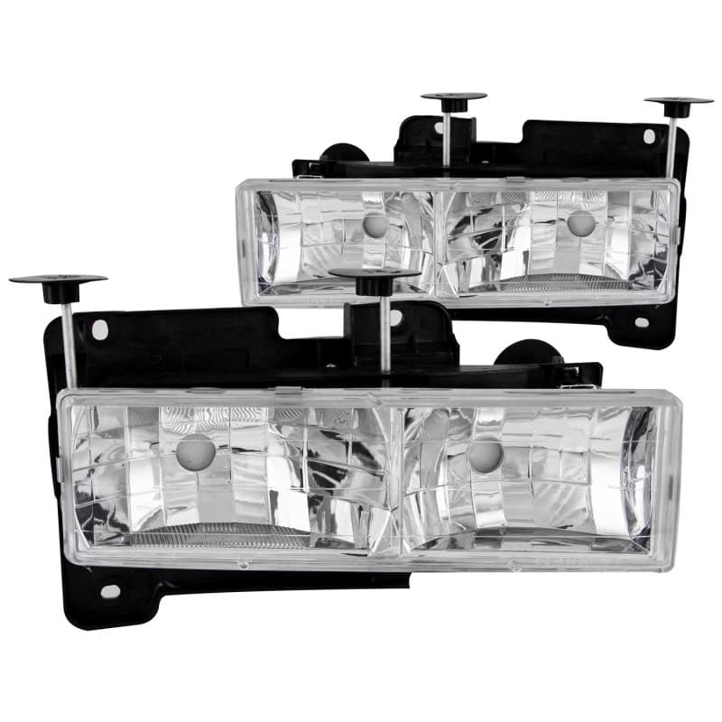 ANZO Crystal Headlight Set for Chevy C6 Clear Lens Chrome Housing Pair