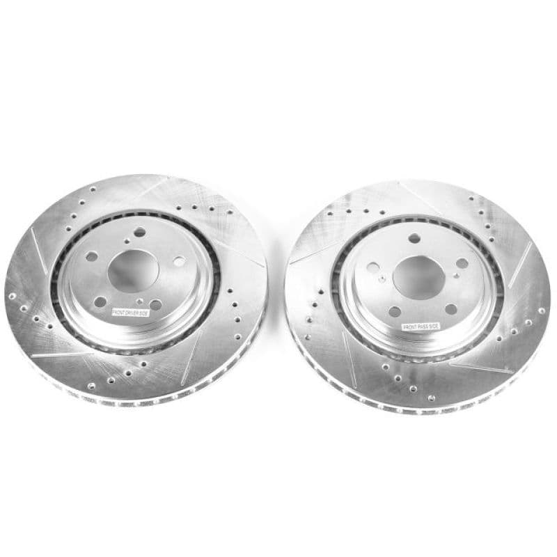 PowerStop Evolution Drilled/Slotted Rotor for Chevy C6 Cross-Drilled Silver Zinc