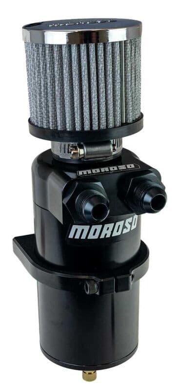 Moroso Catch Can Dual Inlet -8AN Billet Breather Tank Black