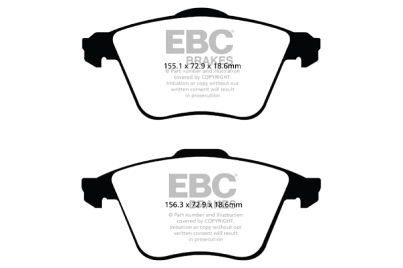 EBC Greenstuff Brake Pad Set for Street Driving High Initial Effect Up to 600°C