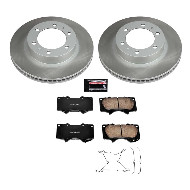 PowerStop Semi-Coated Rotor Kit with Pads and Hardware for Daily-Driven Vehicles