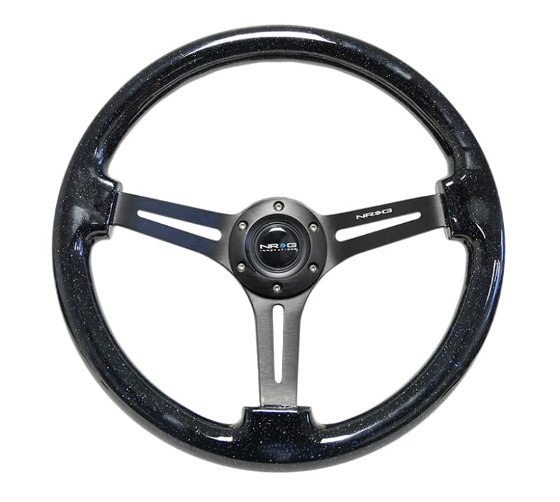 NRG Steering Wheel for Universal 350mm 3in Deep Black Multi Color Flake Wood