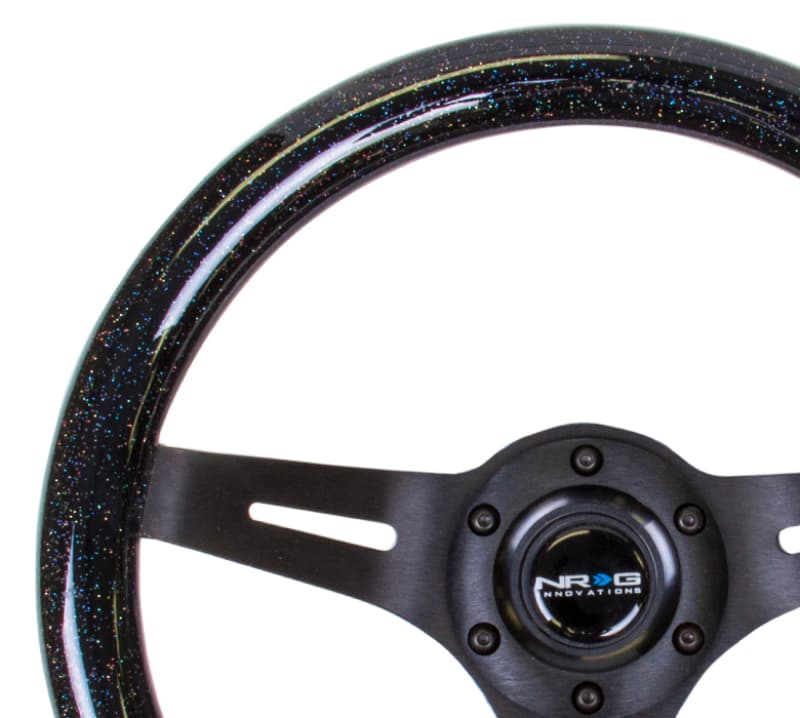 NRG Steering Wheel Classic Wood Grain 310mm Black Sparkle 3-Spoke - Image 4