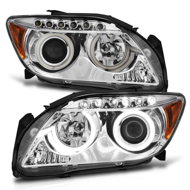 ANZO Projector Headlight Set for Chevy C6 with Halo Clear Lens Chrome Housing - Image 3