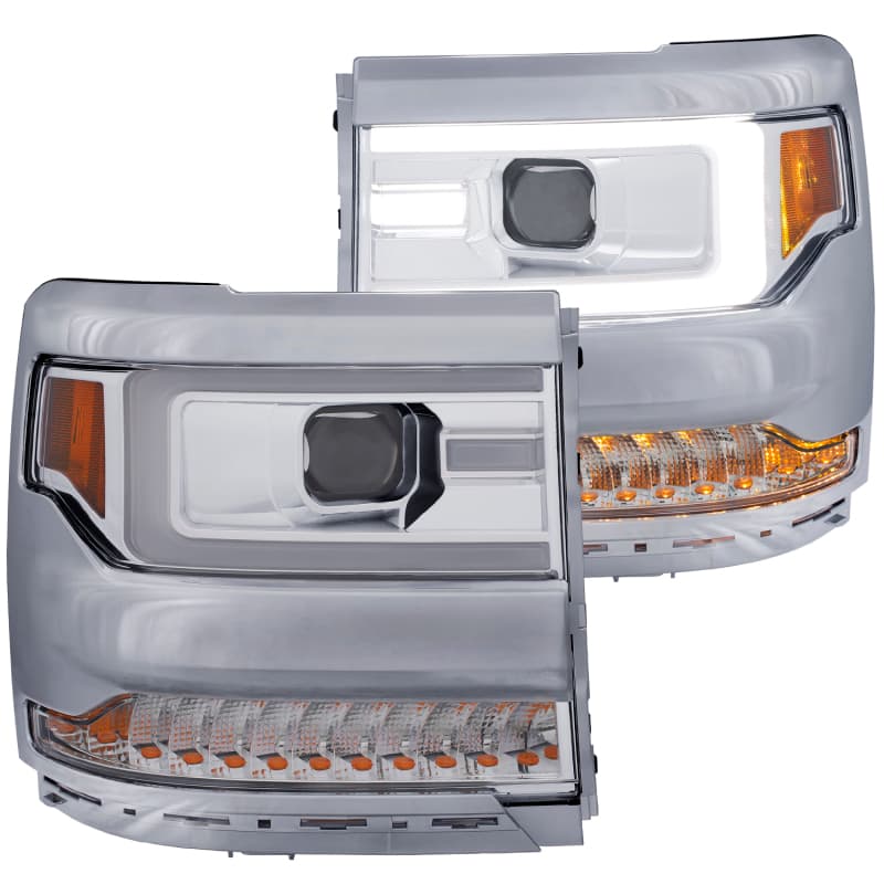 ANZO Projector Headlight Set for Chevy C6 Clear Lens Chrome Housing Pair - Image 2