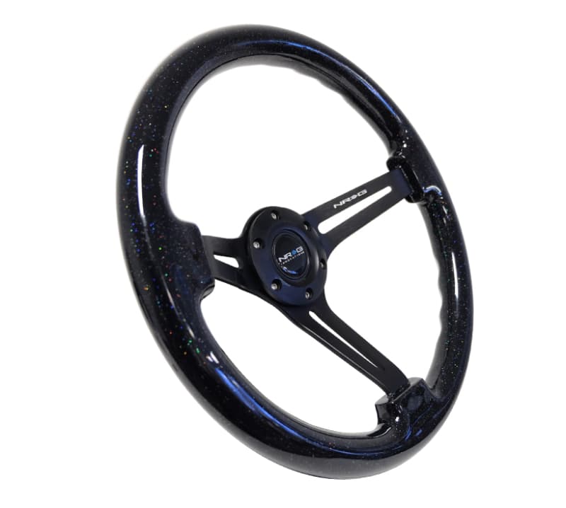 NRG Steering Wheel for Universal 350mm 3in Deep Black Multi Color Flake Wood - Image 2