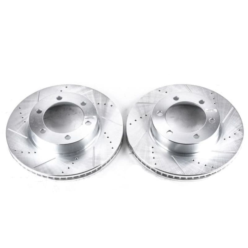 PowerStop Evolution Drilled/Slotted Rotor for OE Fit Silver Zinc Plated