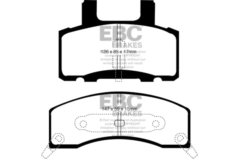EBC Yellowstuff Brake Pad Set for Street and Track Driving Aramid Fiber Compound