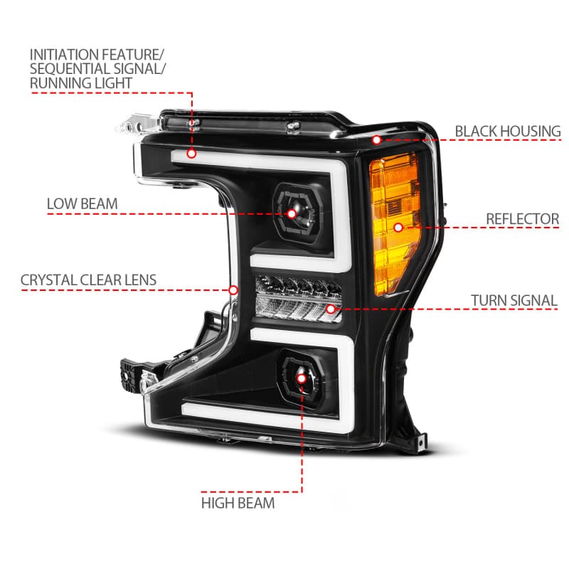 ANZO LED Projector Headlight for 20-22 Ford Super Duty Halogen Z-Series Drive... - Image 3