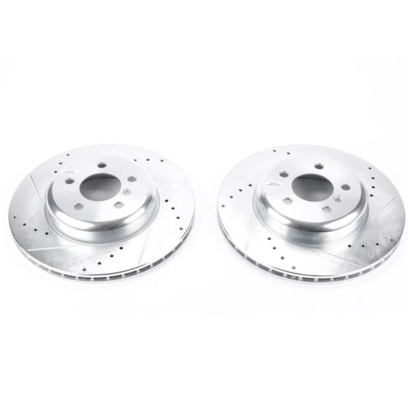 PowerStop Drill/Slot Rotor for OE Fitment Cross-Drilled Silver Zinc Plated