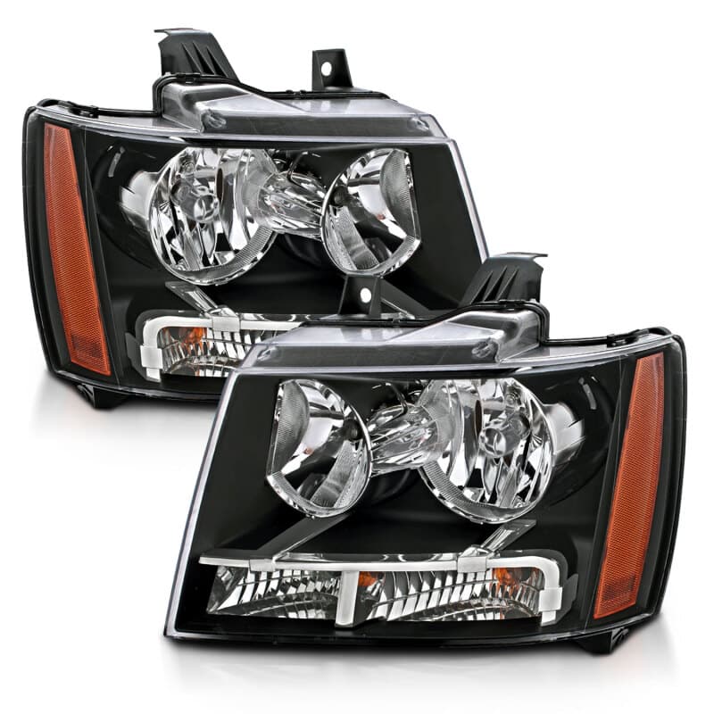 ANZO Crystal Headlight Set for Chevy C6 Clear Lens Black Housing Pair - Image 2