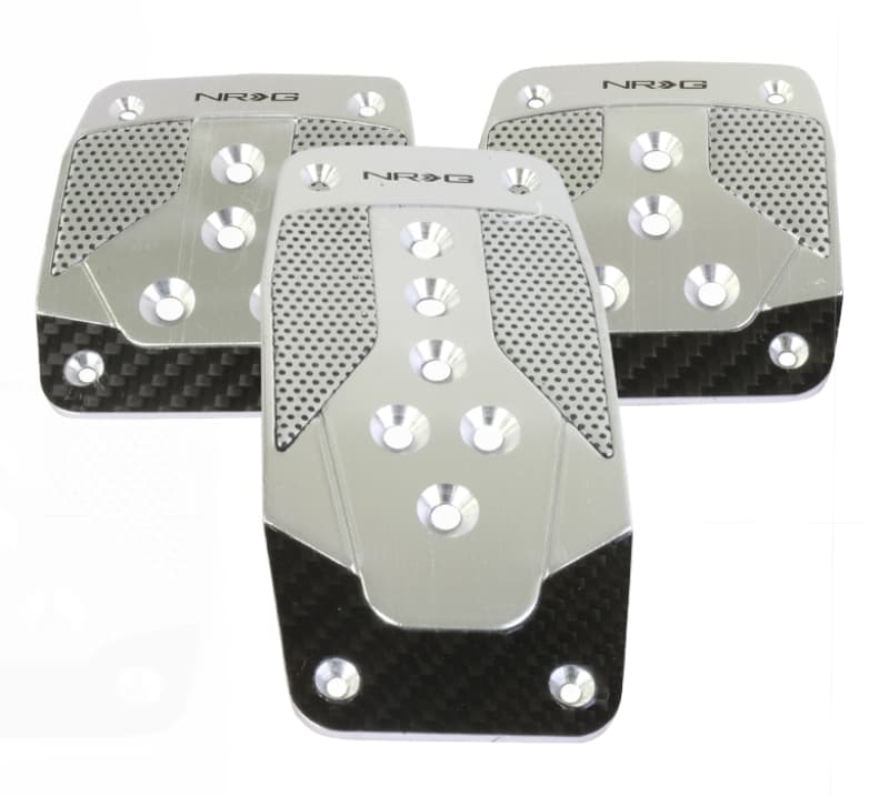 NRG Aluminum Sport Pedals M/T Silver w/Black Carbon