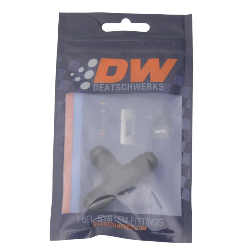 DeatschWerks 6AN Male Flare Tee Fitting Anodized Matte Black - Image 2