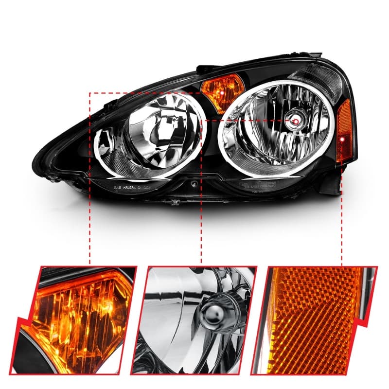 ANZO Crystal Headlights for Chevy C6 Clear Lens Black Housing Pair - Image 5
