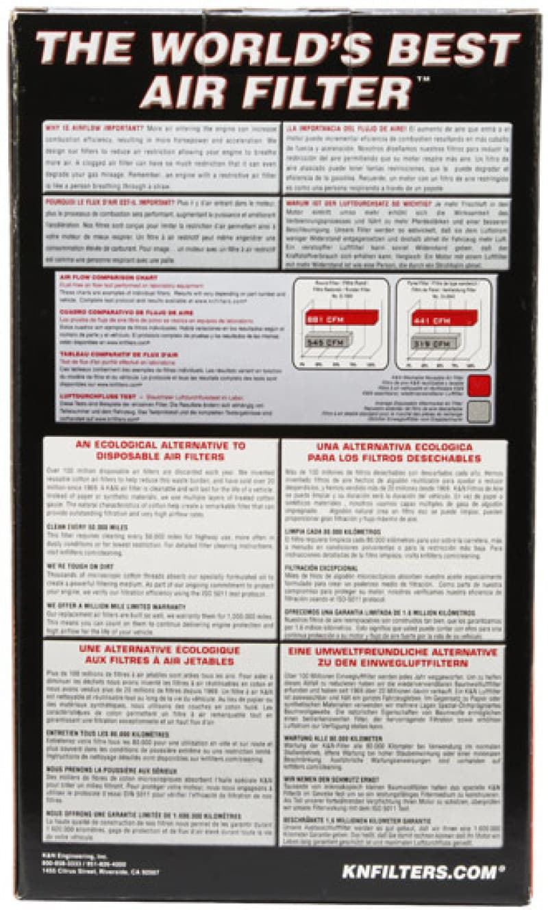K&N Engineering Drop-In Air Filter E-3471 Washable Reusable High-Flow - Image 5