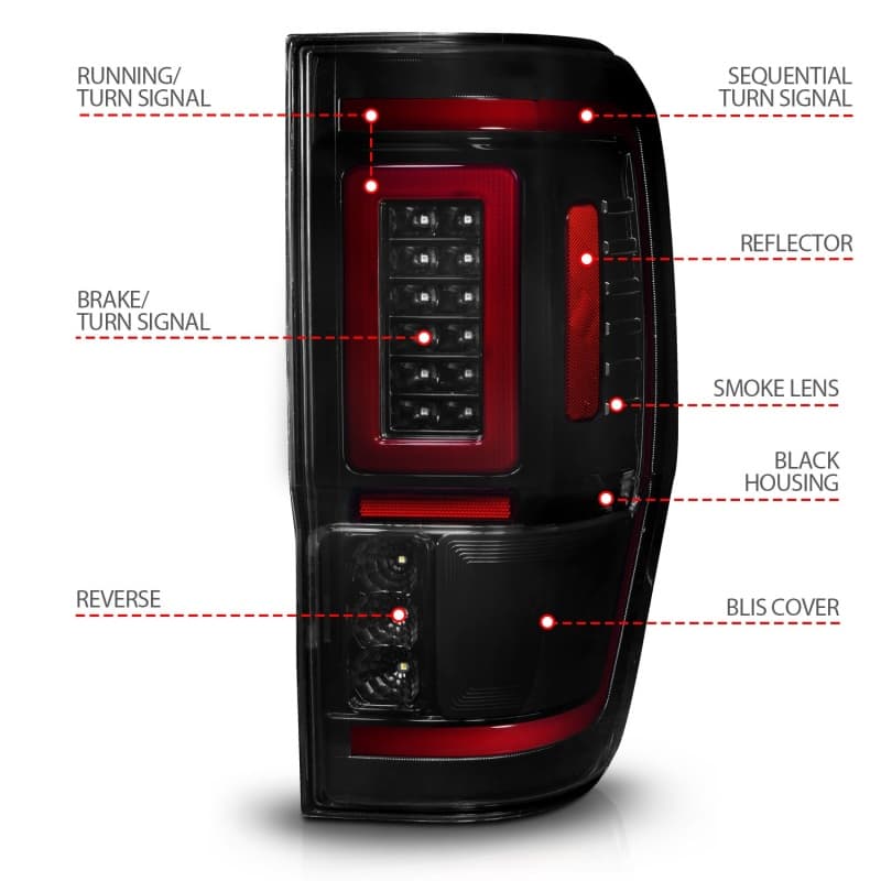 ANZO LED Taillight Assembly for Chevy C6 Clear Lens Black Housing Pair - Image 5