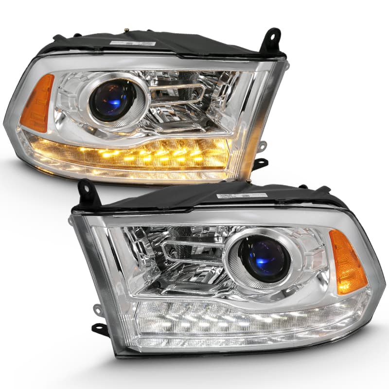 ANZO Projector Headlight Set for Chevy C6 Halo Clear Lens Black Housing Pair
