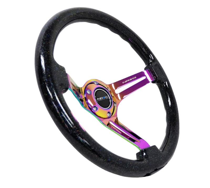 NRG Reinforced Steering Wheel 350mm 3in Deep Black Multi Color Flake Neochrom... - Image 2